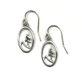Silver Medium Oval Tree and Mountain Earrings